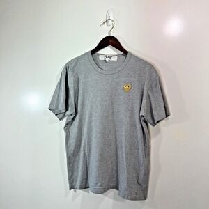 Comme des Garcons Play Men's T Shirt Size XL Gray Casual Luxury Minimalist FLAW